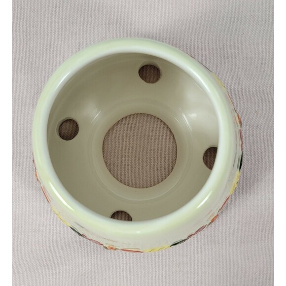 Harvest Ceramic Candle Shade 4.5" White Brown Yellow Fall Decor Hand Painted - Picture 4 of 7